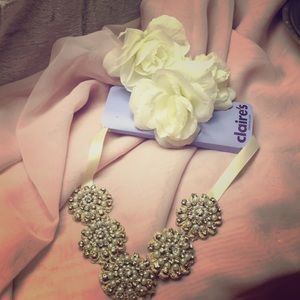 Diamonds and Pearls Fabric Pendant Necklace